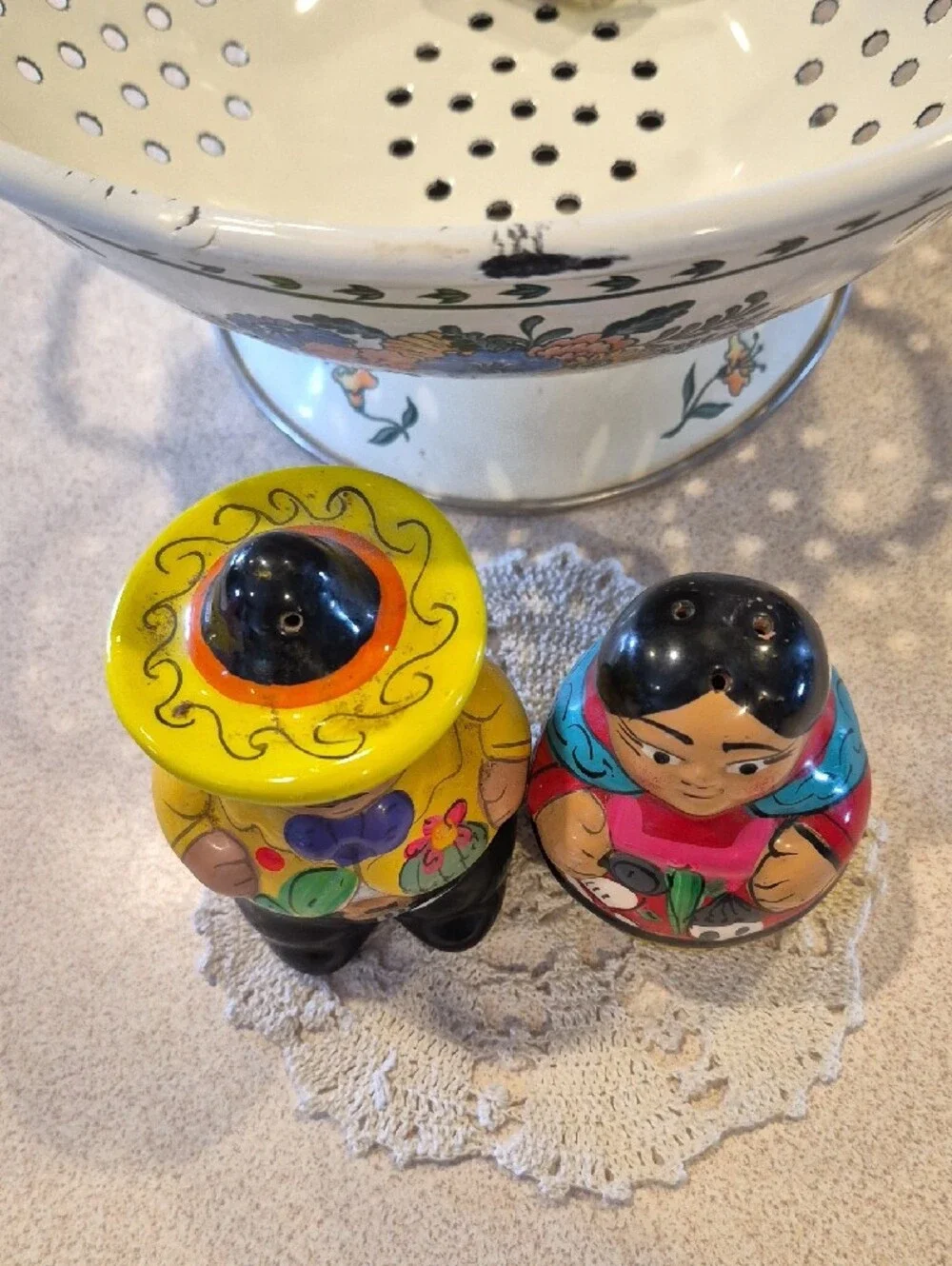 Hand-Painted Mexican Ceramic Salt and Pepper Shakers - Multicolor